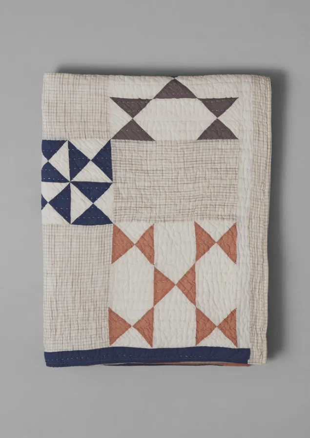 Textiles | Blankets & Throws-TOAST Maia Patchwork Cotton Quilt Ecru/Multi