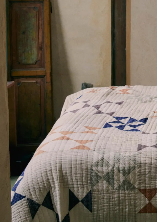 maia_patchwork_cotton_quilt_1.webp Textiles | Blankets & Throws-TOAST Maia Patchwork Cotton Quilt Ecru/Multi