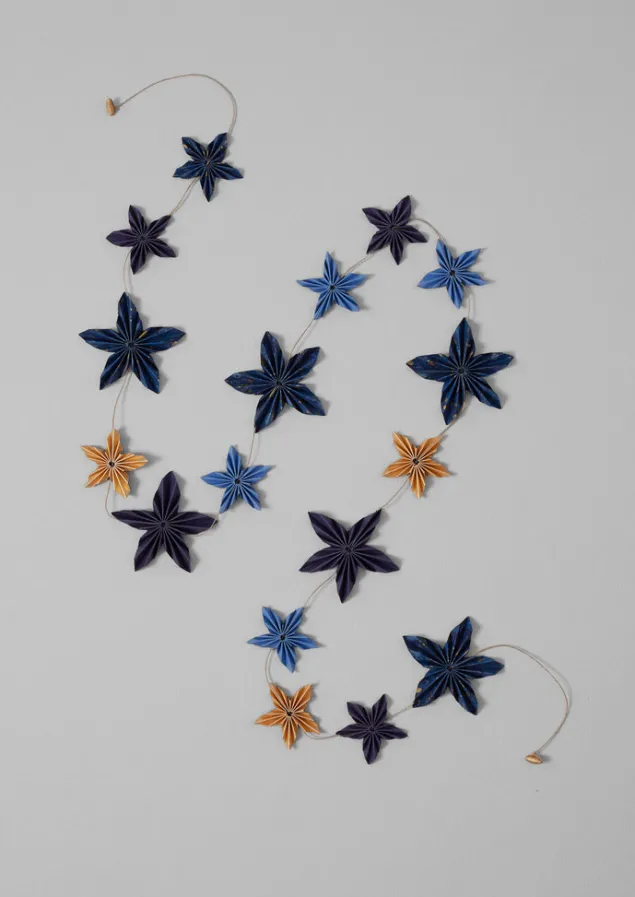 Christmas Decorations-TOAST Marbled Star Paper Garland MixedBlues/Gold