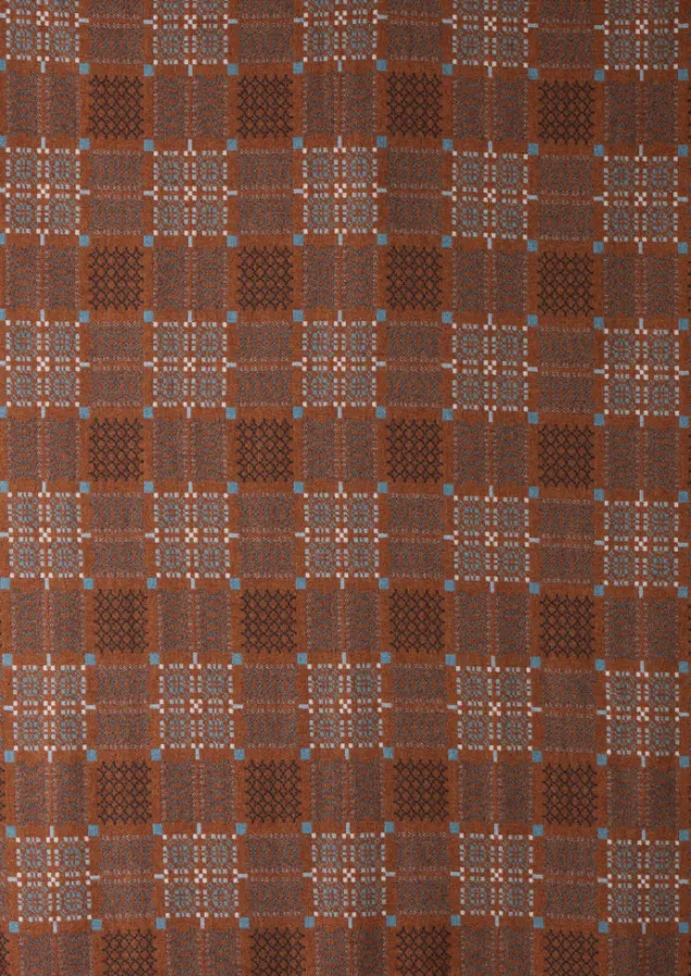 melin_tregwynt_welsh_blanket_14-3.webp Textiles | Blankets & Throws-TOAST Melin Tregwynt Welsh Blanket Rust/Topaz