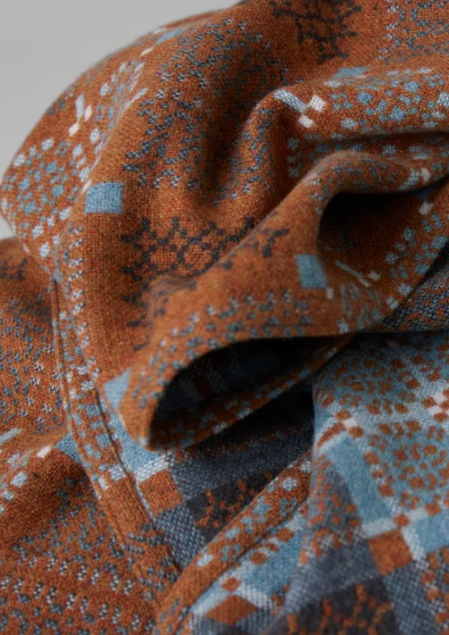 melin_tregwynt_welsh_blanket_3-3.webp Textiles | Blankets & Throws-TOAST Melin Tregwynt Welsh Blanket Rust/Topaz