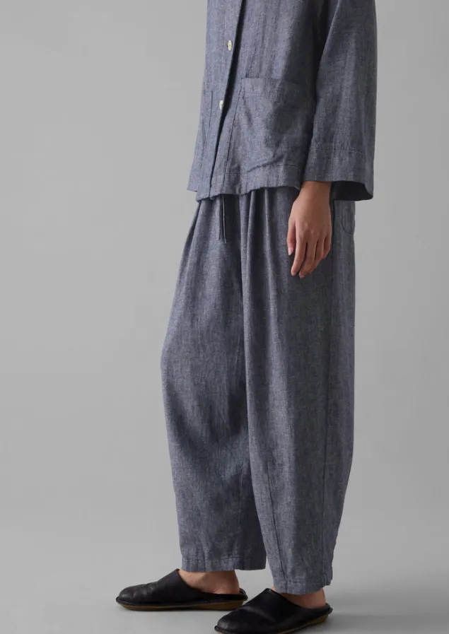 Linen | Loungewear-TOAST Minako Cotton Linen Twill Trousers IndigoBlue