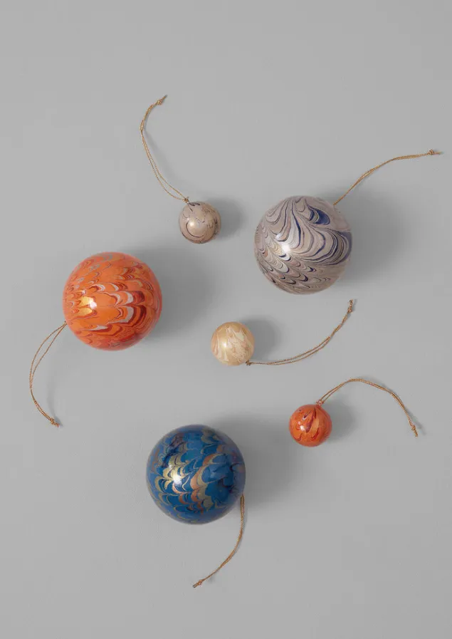 mini_hand_marbled_bauble_set_2.webp Christmas Decorations-TOAST Mini Hand Marbled Bauble Set Multi