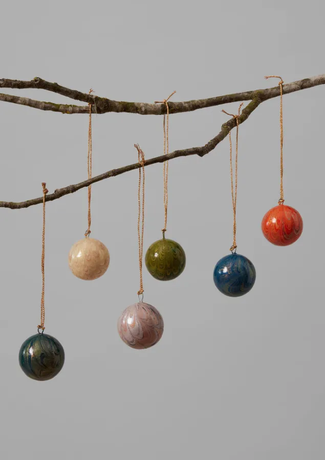 mini_hand_marbled_bauble_set_5.webp Christmas Decorations-TOAST Mini Hand Marbled Bauble Set Multi