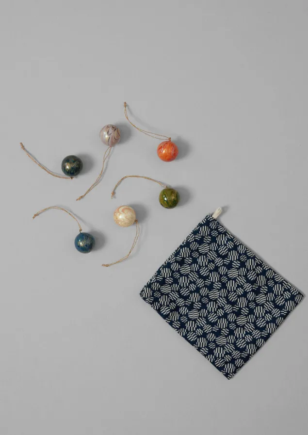 mini_hand_marbled_bauble_set_7.webp Christmas Decorations-TOAST Mini Hand Marbled Bauble Set Multi