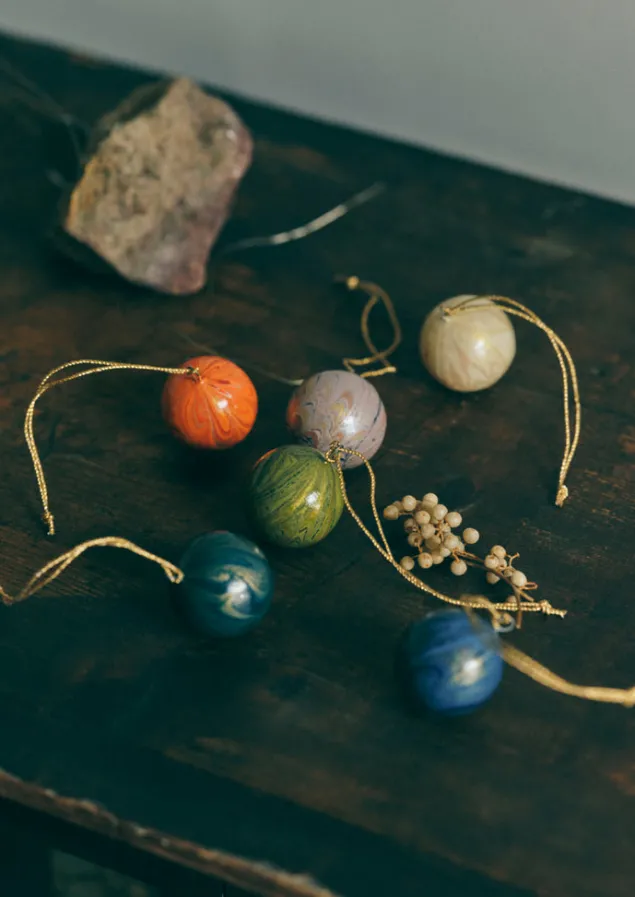 mini_hand_marbled_bauble_set_8.webp Christmas Decorations-TOAST Mini Hand Marbled Bauble Set Multi