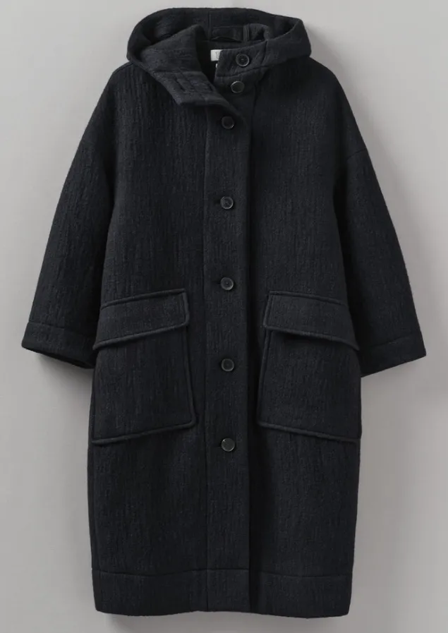 Coats & Jackets-TOAST Navy Wool Hooded Coat DarkNavy