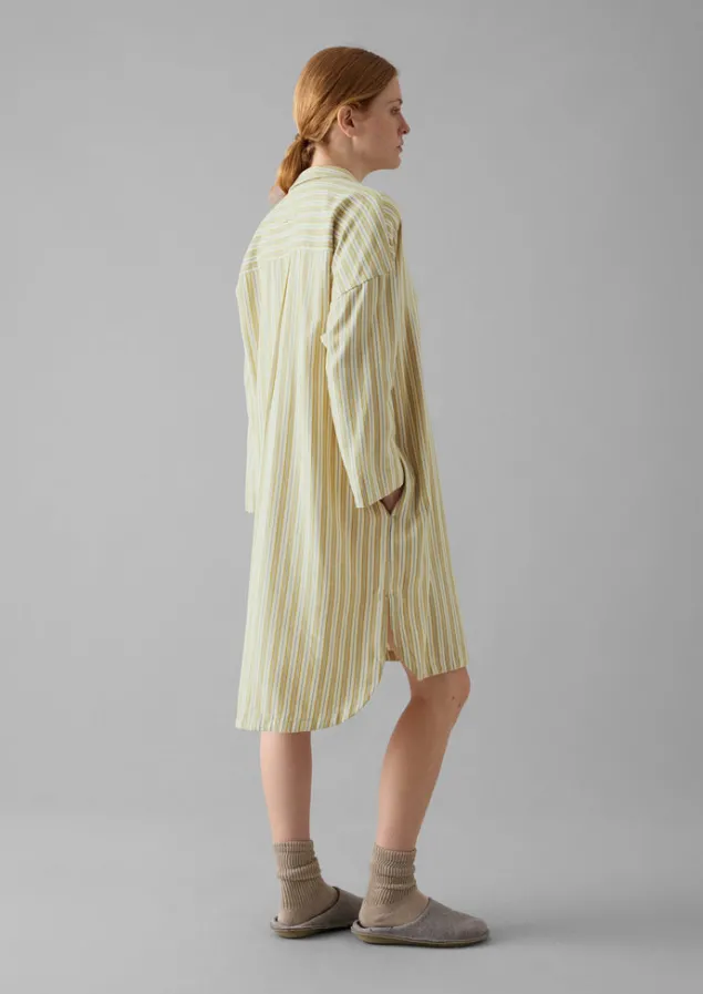 nova_stripe_flannel_nightshirt_2.webp Nightwear-TOAST Nova Stripe Flannel Nightshirt Ecru/Celery