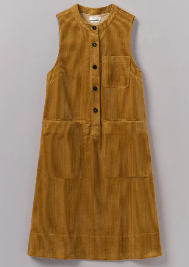 Cord | Dresses-TOAST Organic Cord Sleeveless Tunic Dress Toffee