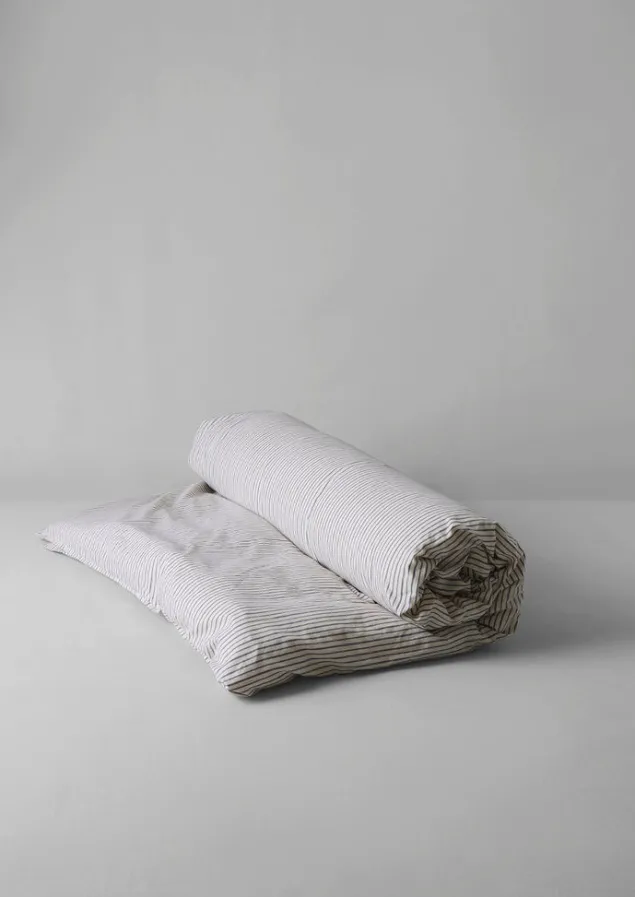 Textiles | Bed Linen-TOAST Organic Cotton Pyjama Stripe Duvet Cover Navy/Ecru