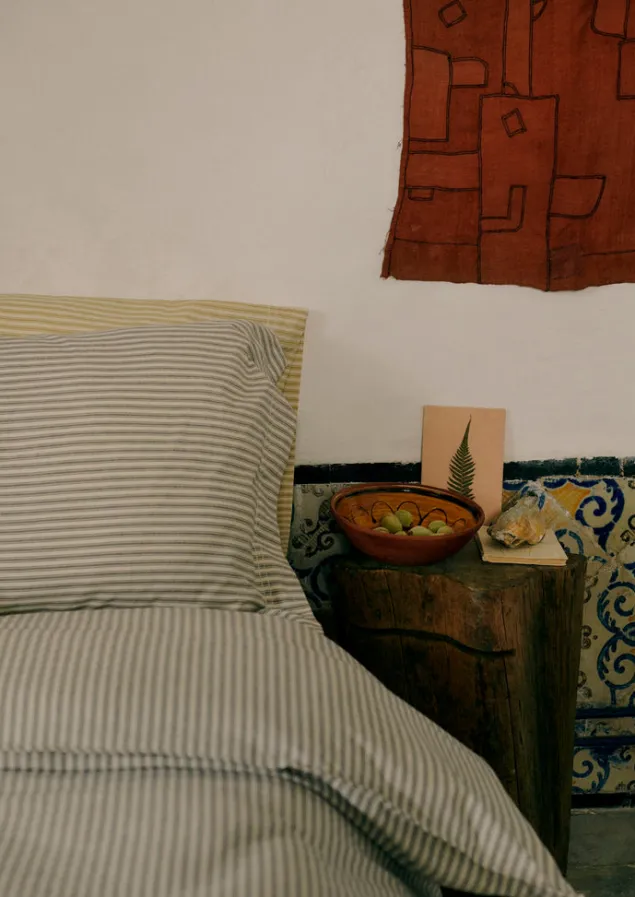 Textiles | Bed Linen-TOAST Organic Cotton Ticking Stripe Duvet Cover Ecru/Graphite