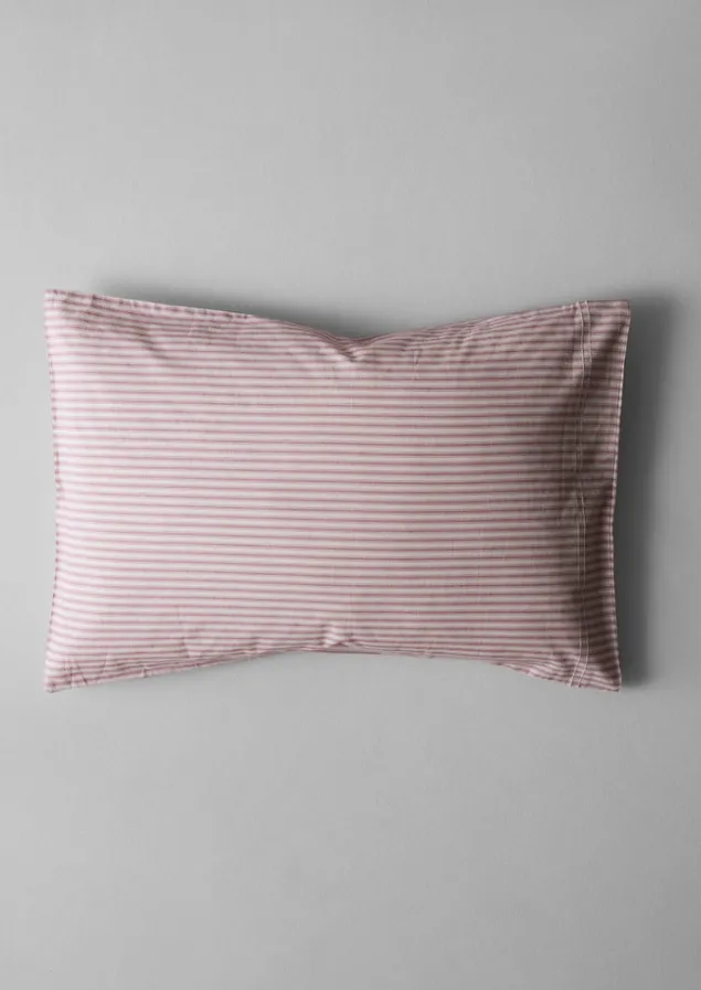 organic_cotton_ticking_stripe_housewife_pillowcase_2-3.webp Textiles | Bed Linen-TOAST Organic Cotton Ticking Stripe Housewife Pillowcase Ecru/Rose