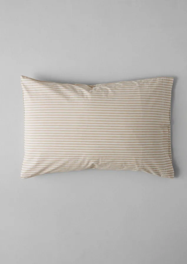 organic_cotton_ticking_stripe_housewife_pillowcase_3-2.webp Textiles | Bed Linen-TOAST Organic Cotton Ticking Stripe Housewife Pillowcase Ecru/Straw