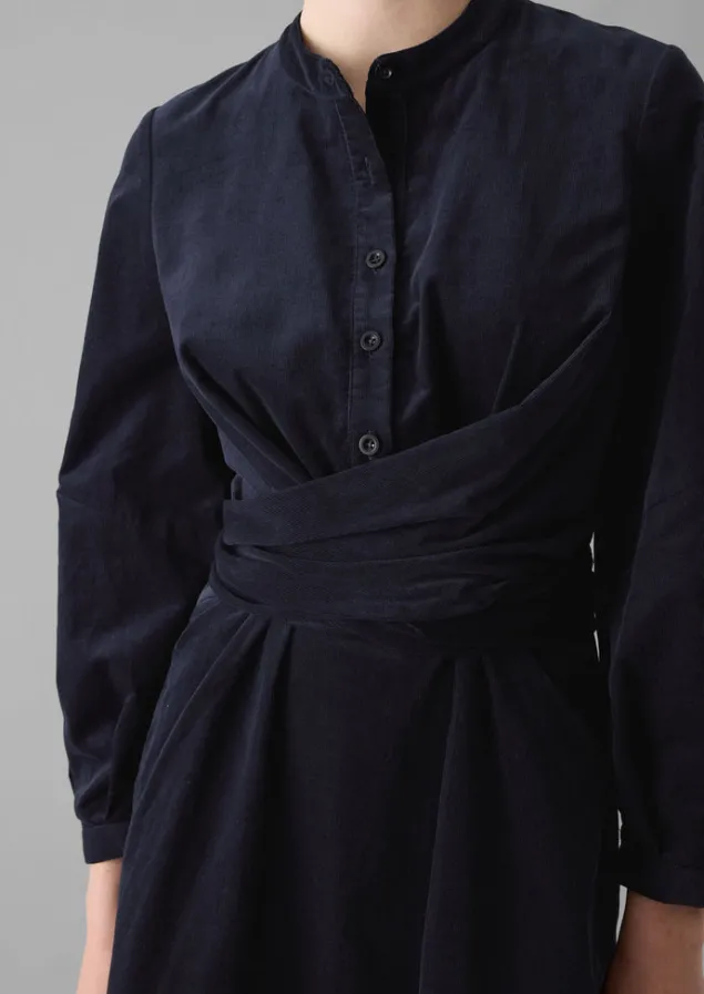organic_needlecord_wrap_dress_3-1.webp Cord | Dresses-TOAST Organic Needlecord Wrap Dress Navy