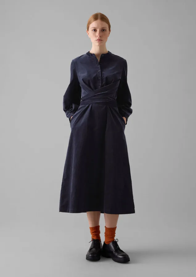 organic_needlecord_wrap_dress_4-1.webp Cord | Dresses-TOAST Organic Needlecord Wrap Dress Navy