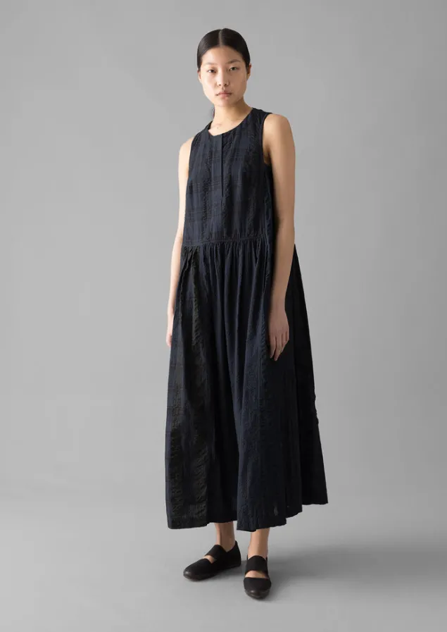 overdyed_check_seersucker_dress_2.webp Loungewear | Dresses-TOAST Overdyed Check Seersucker Dress Slate
