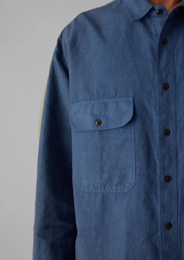 overdyed_check_workwear_shirt_2.webp Workwear | Shirts-TOAST Overdyed Check Workwear Shirt NeptuneBlue