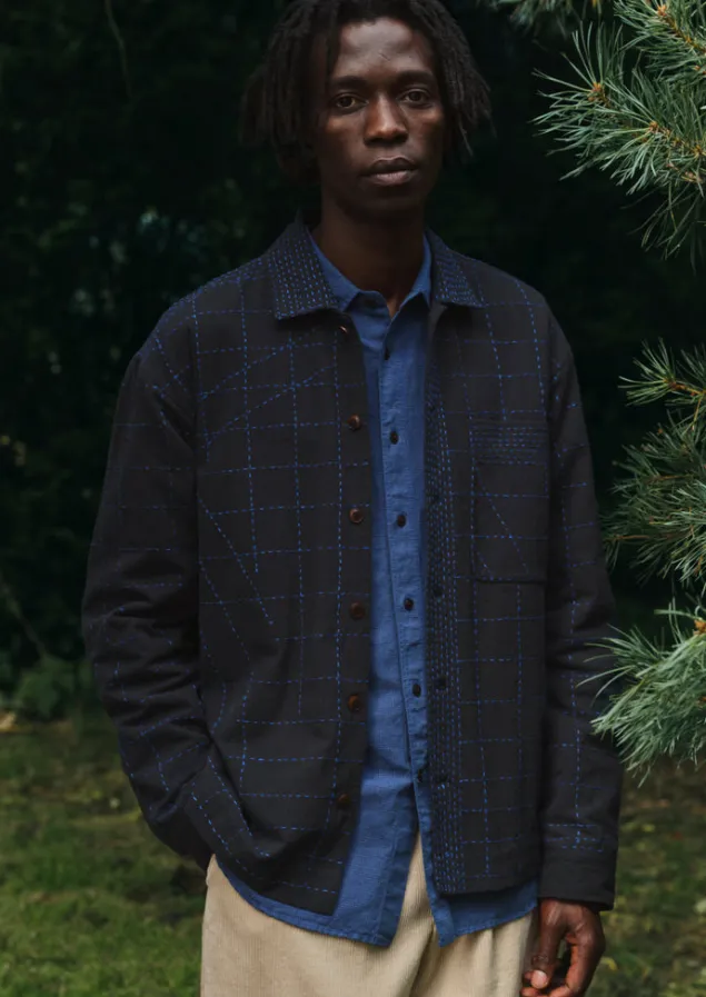 overdyed_check_workwear_shirt_4.webp Workwear | Shirts-TOAST Overdyed Check Workwear Shirt NeptuneBlue