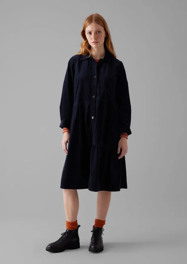 Cord | Dresses-TOAST Panelled Organic Needlecord Dress Navy