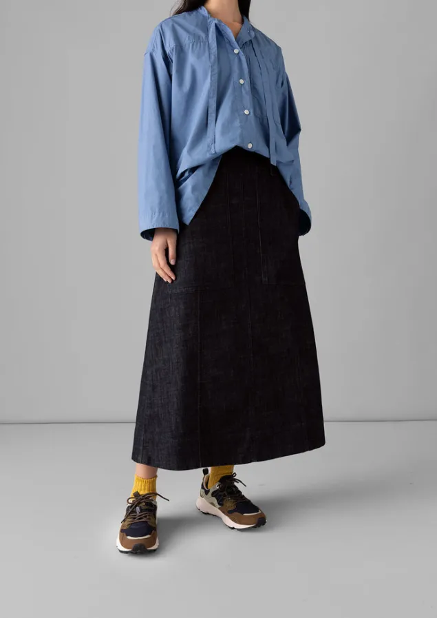 patch_pocket_organic_indigo_denim_skirt_5.webp Denim | Workwear-TOAST Patch Pocket Organic Denim Skirt Indigo