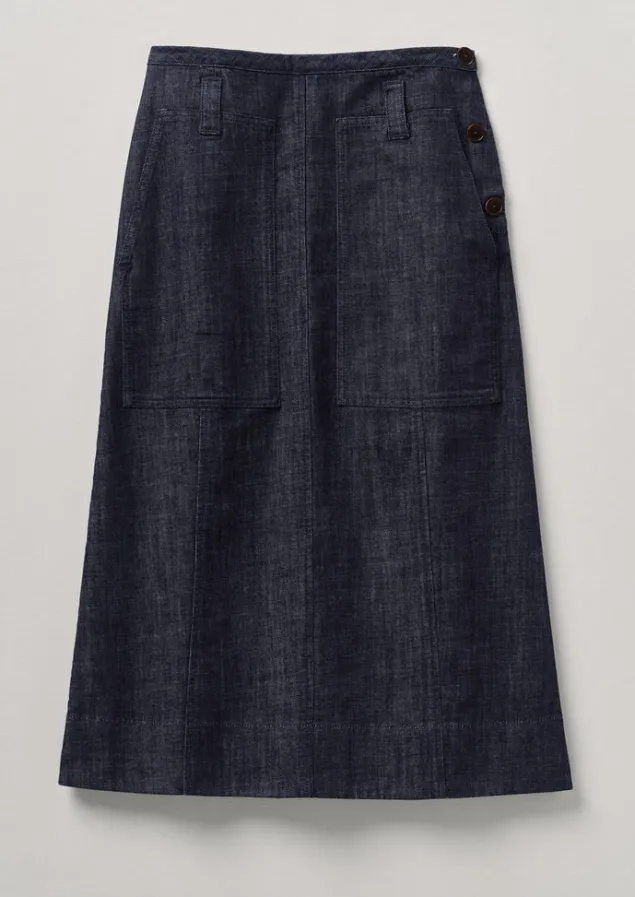 patch_pocket_organic_indigo_denim_skirt_8.webp Denim | Workwear-TOAST Patch Pocket Organic Denim Skirt Indigo