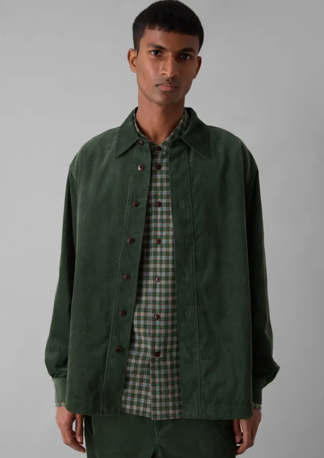 Cord | Shirts-TOAST Point Collar Organic Cord Shirt DarkMineralGreen