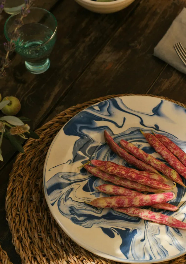 Ceramics | Tableware-TOAST Poterie Barbotine Marbled Plate Cream/Blue