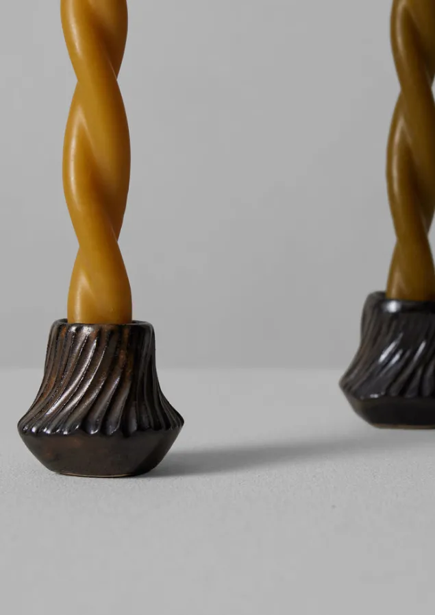 Decorative Pieces | Ceramics-TOAST PPP Lab Hand Pinched Stoneware Candle Holder DarkBrown