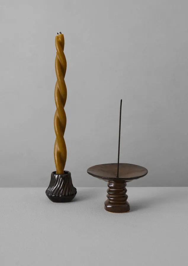 ppp_lab_hand_pinched_stoneware_incense_holder_5.webp Ceramics | Candles & Holders-TOAST PPP Lab Hand Pinched Stoneware Incense Holder DarkBrown