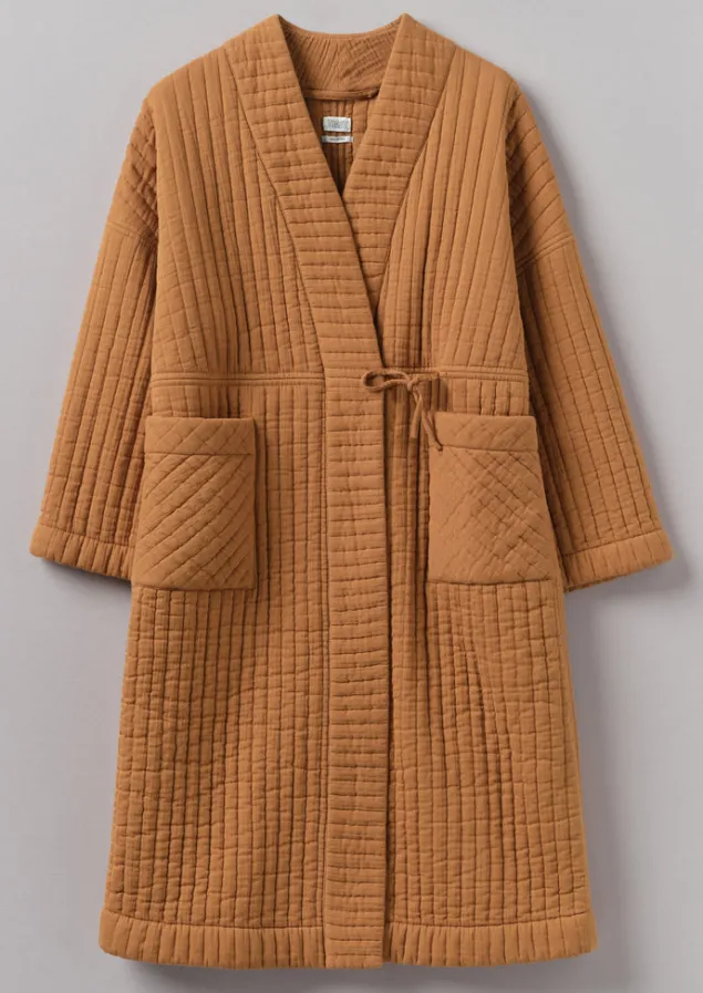 Gowns | Nightwear-TOAST Quilted Cotton Long Gown SoftCaramel