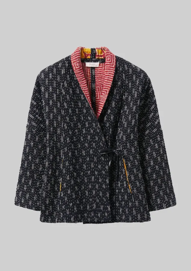 Gowns | Nightwear-TOAST Repurposed Ikat Kantha Jacket Greys/Blacks