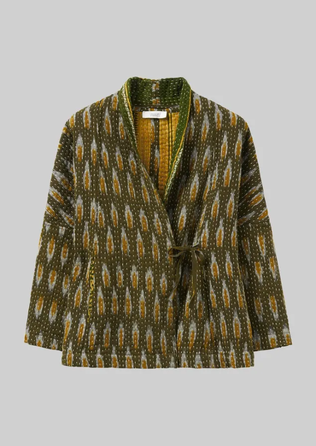 Gowns | Nightwear-TOAST Repurposed Ikat Kantha Jacket Greens