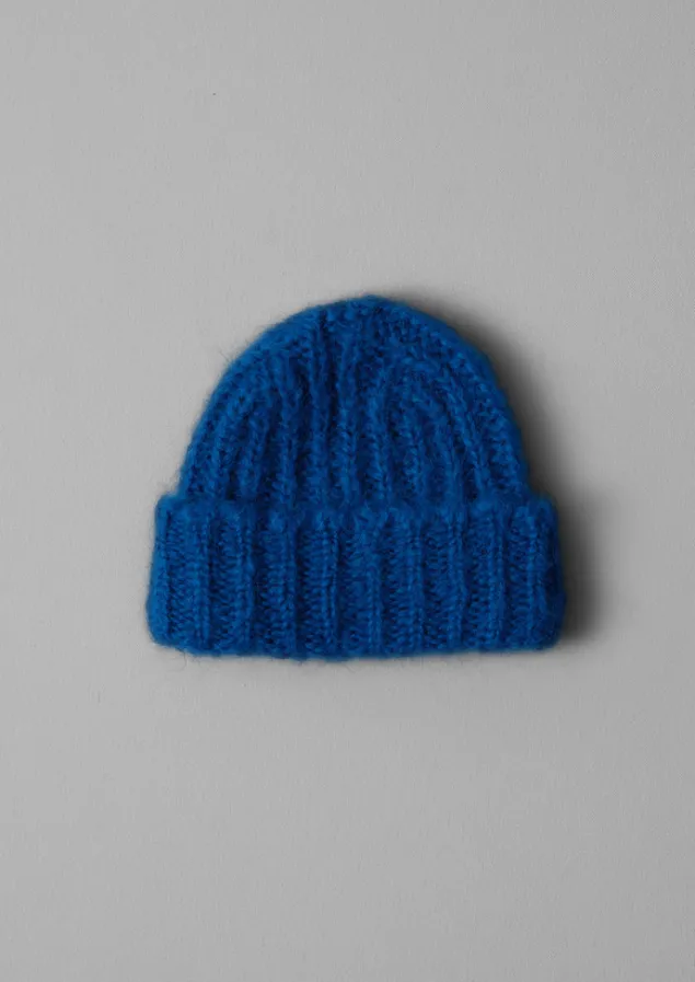 Hats, Scarves & Gloves-TOAST Ribbed Mohair Beanie Cobalt