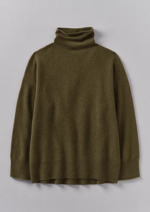 Cashmere | Loungewear-TOAST Roll Neck Wool Cashmere Sweater Olive
