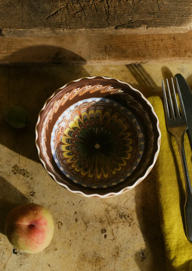 romanian_horezu_bowl_1.webp Ceramics-TOAST Romanian Horezu Bowl Cocoa/Multi