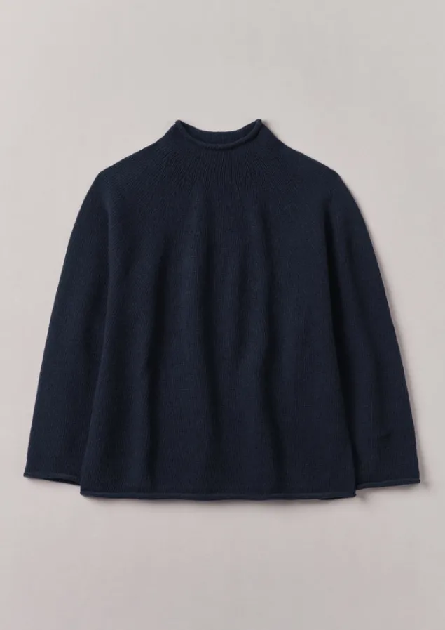 Jersey | Cashmere-TOAST Seamless Recycled Cashmere Sweater Navy