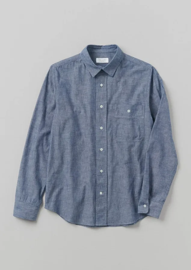 Shirts-TOAST Selvedge Cotton Chambray Shirt Indigo