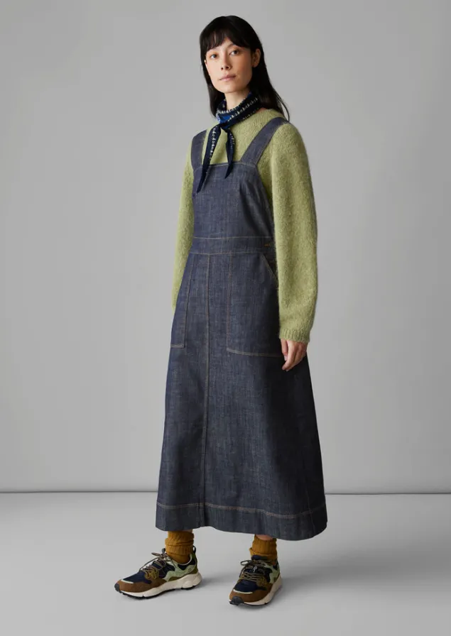 side_button_denim_pinafore_dress_3.webp Denim | Dresses-TOAST Side Button Denim Pinafore Dress Indigo