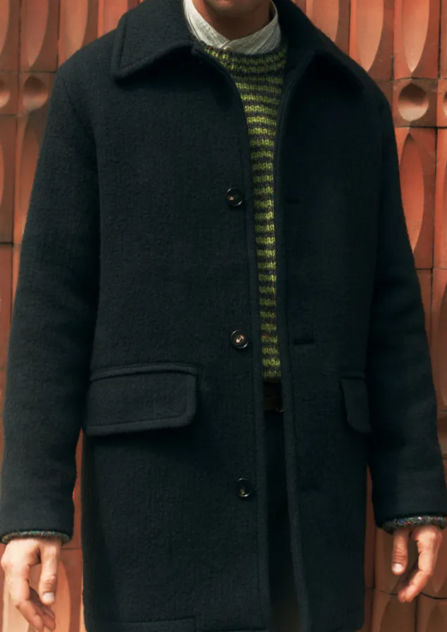 Coats & Jackets-TOAST Single Breasted Car Coat Indigo