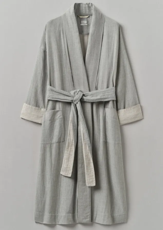 Gowns | Nightwear-TOAST Soft Double Faced Cotton Gown GreyMelange/SoftClay