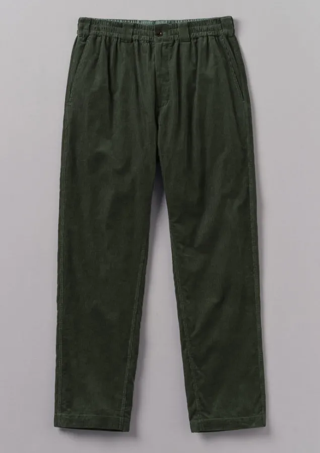 Cord | Trousers-TOAST Soft Organic Cord Drawstring Trousers DarkMineralGreen