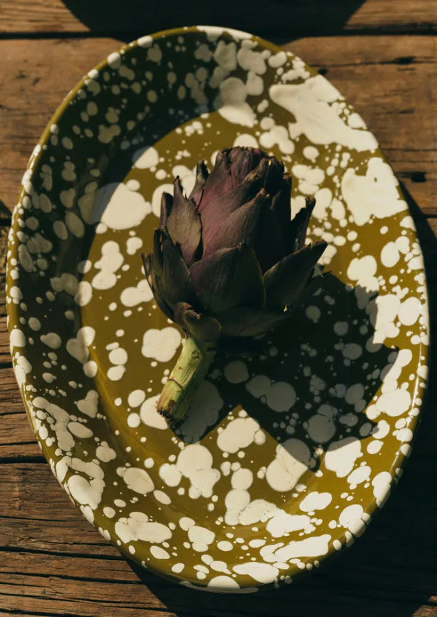 Outdoor | Kitchen-TOAST Splatter Enamel Platter Olive/Ecru