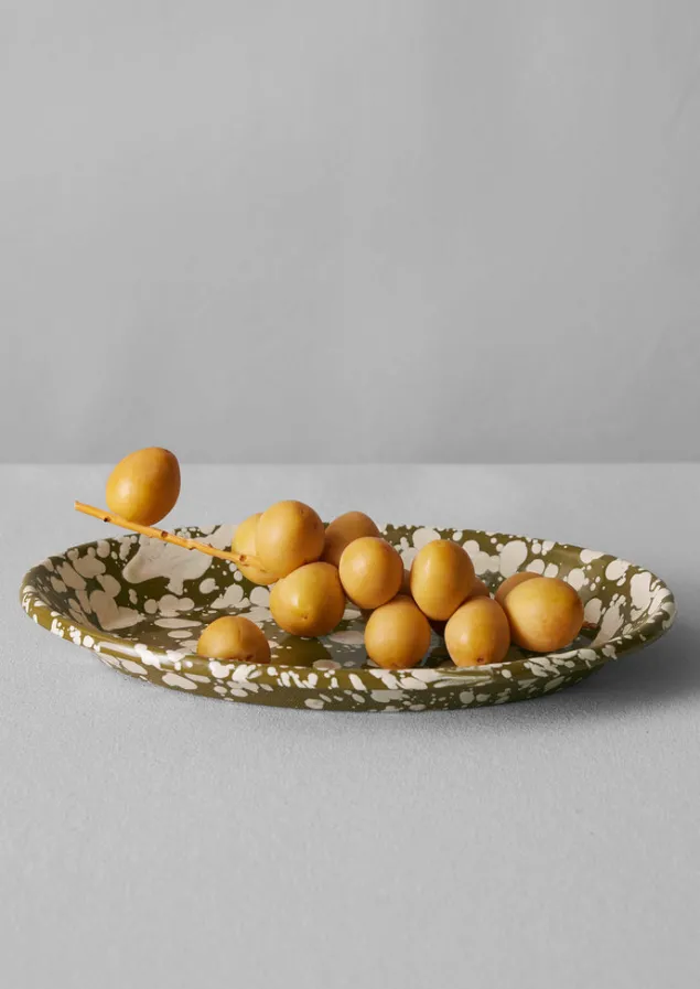 splatter_enamel_platter_8.webp Outdoor | Kitchen-TOAST Splatter Enamel Platter Olive/Ecru