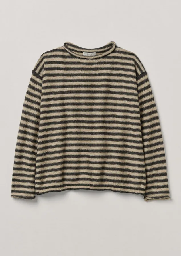 Loungewear | Knitwear-TOAST Stripe Alpaca Wool Sweater Ecru/Charcoal