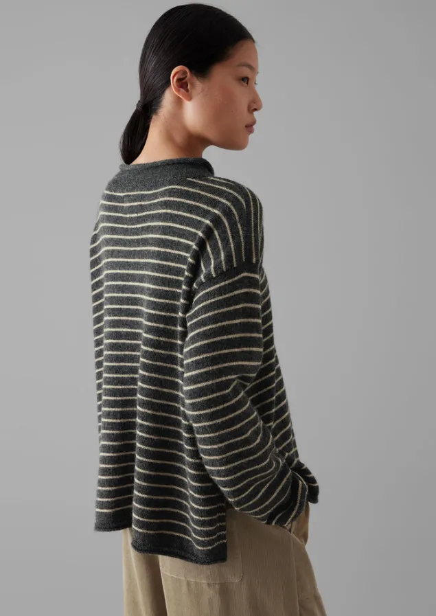 stripe_alpaca_wool_sweater_12.webp Loungewear | Tops & Tees-TOAST Stripe Alpaca Wool Sweater Charcoal/Oatmeal