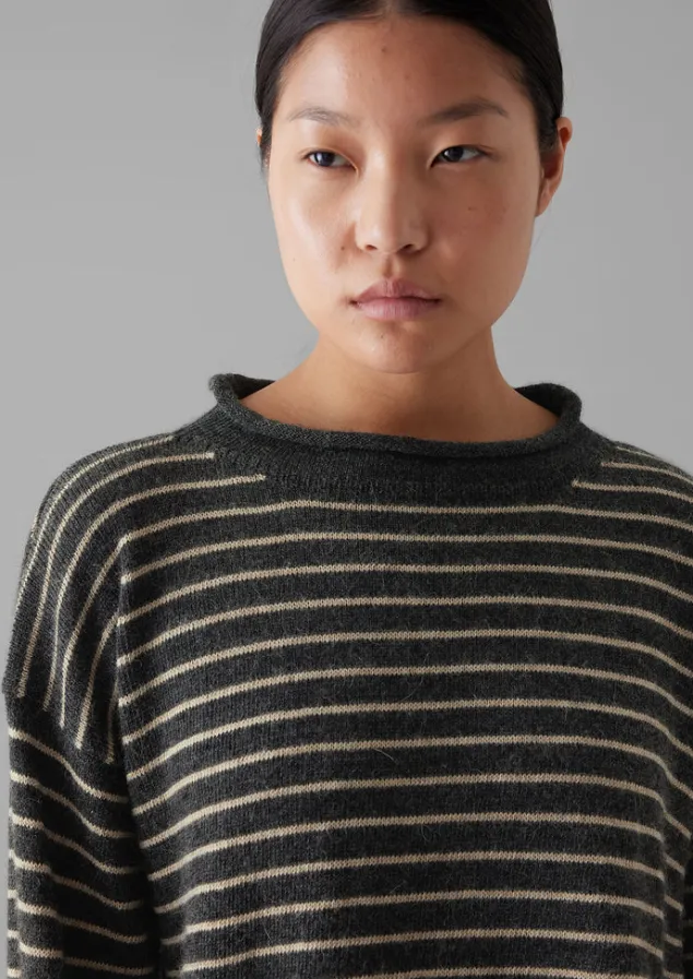 stripe_alpaca_wool_sweater_13.webp Loungewear | Tops & Tees-TOAST Stripe Alpaca Wool Sweater Charcoal/Oatmeal