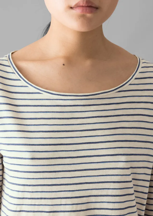 stripe_cotton_open_neck_tee_7.webp Jersey | Tops & Tees-TOAST Stripe Cotton Open Neck Tee Stone