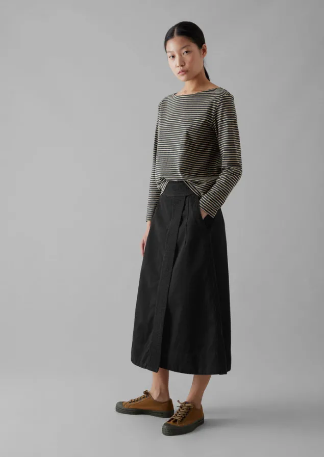 Jersey | Tops & Tees-TOAST Stripe Soft Cotton Long Sleeve Tee Grey/Sand