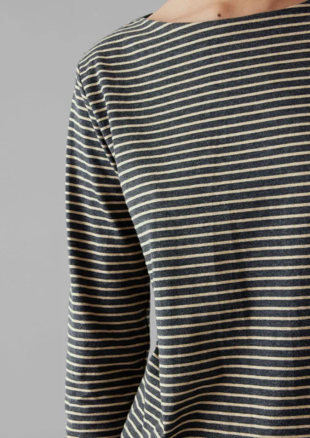stripe_soft_cotton_long_sleeve_tee_2.webp Jersey | Tops & Tees-TOAST Stripe Soft Cotton Long Sleeve Tee Grey/Sand