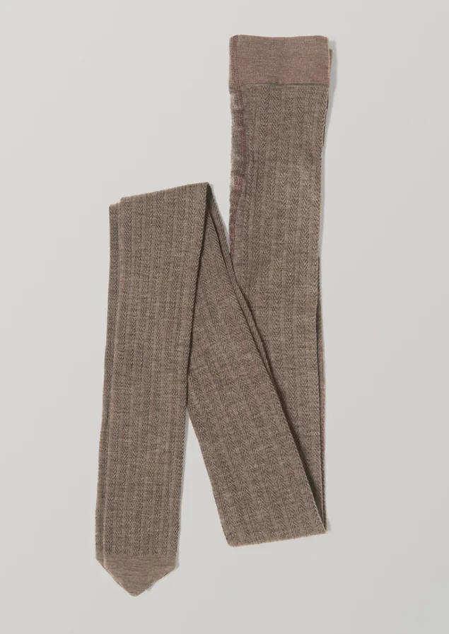 Socks & Tights-TOAST Swedish Stockings Fishbone Tights Brown